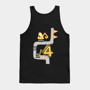 4. Geburtstag vier Jahre alt Bagger Geburtstagsgeschenk Tank Top